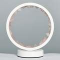 Minimalist round crystal ambient light with pink natural raw stone and white base - Rose Quartz Raw Stone - Round Style