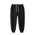 Pantalon de jogging noir pour enfants avec cordon blanc et chevilles côtelées - Noir