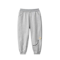 Girls light grey jogger pants with elastic waist and stylish typography print - Heather Grey / 90cm