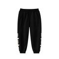 Schwarze Kinder-Jogginghose mit Wisely-Schriftzug und orangefarbenem Bärenprint - Schwarz / 90cm