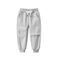 Pantaloni sportivi grigio chiaro per bambini con fodera in pile e tasca stile cargo - 100cm / Grigio Melange