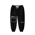 Pantaloni sportivi neri in pile per bambini con vita elastica e coulisse bianche - 100cm / Nero