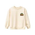 Vooraanzicht van crèmewit kinder sweatshirt met borduursel van kroon en geribde boorden - 150cm / Beige Abrikoos