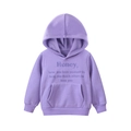 Felpa viola con cappuccio da bambina con ricamo 'Honey' e calda fodera in pile - 90cm / Viola