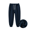 Pantalon de sport enfant en polaire bleu marine avec taille élastique et cordon blanc - Bleu royal