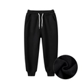 Pantalon de jogging chaud noir pour enfants avec doublure polaire et cordon - Noir