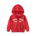Felpa con cappuccio rossa da bambina con zip e stampa Garden Spring con coste - 90cm / Rosso