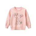 Pink fleece lined sweatshirt for girls with cute cartoon graphic and 3D plush ears - 90cm / Pink