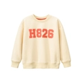 Sudadera infantil color crema con estampado H826 naranja y puños acanalados - 165cm / Albaricoque Beige