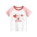 T-shirt da bambina con maniche raglan rosa e stampa di coniglio dei cartoni animati - Bianco Sporco/Rosa / 90cm