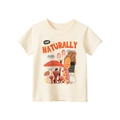 Kinder-T-Shirt aus cremefarbener Baumwolle mit buntem Pilzprint und Kunstdruck - 100cm / Beige Aprikose
