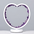 Natural purple amethyst crystal stone lamp in heart frame with round white base - Amethyst Geode - Heart Style