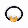 Élastique à cheveux avec lune en cristal rose et pendentif croissant en or rose - Citrine