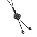 Natural silver obsidian cat paw pendant with hand-woven black cord and beads - Cat Paw