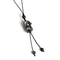 Obsidian astronaut charm with black hand-woven lanyard and decorative round beads - Astronaut