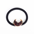 Élastique à cheveux noir avec pendentif lune en pierre rouge et métal style rétro - Grenat