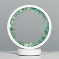 Natural green crystal stone table lamp with white circular frame and minimalist design - Green Fluorite Raw Stone - Round Style