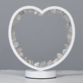 Heart-shaped natural crystal night light with white frame and matching base - White Quartz Raw Stone - Heart Style