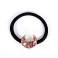 Élastique à cheveux avec pendentif lune dorée et incrustation de pierres de cristal violettes - Améthyste