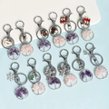 Christmas Tree of Life keychains with natural crystal stones and enamel charms - Santa Face Circle / Christmas Tree of Life Style - Purple