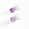Handcrafted purple natural amethyst raw stone stud earrings with silver-toned posts - Amethyst Cluster Silver