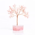 Rose quartz crystal tree with copper wire branches and heart-shaped pink resin base - Rose Quartz (Heart Base)