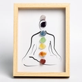 Seven Chakra raw crystals in wooden photo frame with minimalist meditation line art - Seven-color Crystal Lamp