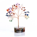 Multicolor crystal money tree ornament with a heart-shaped base and copper wire branches - Mixed Color (Heart Base)