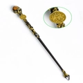 Bacchetta magica dello zodiaco Leone con pietra occhio di tigre e cristallo su asta nera - Leone