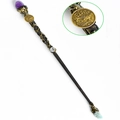 Bacchetta magica Pesci con punta in cristallo viola e anima in metallo oro vintage - Pesci
