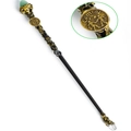 Bacchetta magica Gemelli in cristallo verde con finitura in bronzo e punta di quarzo - Gemelli