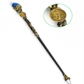 Bacchetta magica Bilancia con cristallo di pietra grezza blu e finitura in metallo bronzo - Bilancia