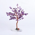 Arbre de cristal d'améthyste avec tronc en fil de cuivre et socle en pierre blanche - Améthyste (Base en Agate)