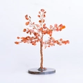 Arbre de cristal fait main avec feuilles d'agate rouge et branches en cuivre pur - Agate Rouge (Base en Agate)