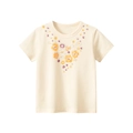 Kinder Kurzarm T-Shirt aus Baumwolle in Creme mit süßem Blumenmuster für Sommer - 90cm / Aprikose (HT9625)