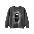 Dark grey fleece sweatshirt for boys featuring a bear graphic with ribbed cuffs - 165 / Dark Gray