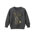 Sweat anthracite pour enfants avec motif ours jaune et finitions côtelées - 90cm / gris foncé