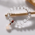 Bracciale in cristallo bianco 10mm con agata rossa e ciondolo coniglio in giada - Bracciale in Cristallo Bianco (Con Ciondolo Coniglio Agata Turchese)