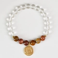 Bracciale zodiacale con cristalli chiari, diaspore rosse e ciondolo segno dei Pesci - Pesci