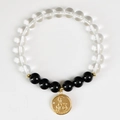 Bracciale Capricorno con perle di cristallo bianco naturale e pietre nere lucide - Capricorno