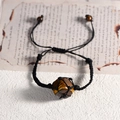 Bracciale regolabile intrecciato nero con pietra naturale occhio di tigre e rete - Occhio di tigre