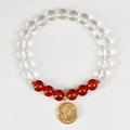 Scorpio zodiac bead bracelet with natural white crystal and red agate stones - Scorpio