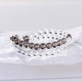 Set di braccialetti minimalisti in perle di quarzo bianco naturale e quarzo fumé - Doppio Avvolgimento Cristallo di Rocca e Quarzo Fumè