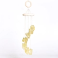 Hanging wind chime with seven irregular yellow crystal stones on natural wooden rings - Citrine