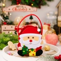 Felt Christmas gift bag with Santa Claus design, red handle for kids candy and gifts - Santa Claus