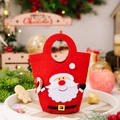 Felt Christmas gift bag with 3D Santa Claus figure and candy cane detail in red - Santa Claus / Red