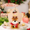 Christmas gift bag with a 3D felt reindeer design and festive linen texture finish - Elk Style / Beige