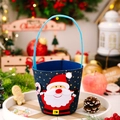 Weihnachtsbeutel aus blauem Denim mit Weihnachtsmann-Applikation und Sternen - Weihnachtsmann
