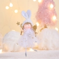Colgante ángel de Navidad blanco con orejas de conejo alas doradas y vara estrella - Blanco