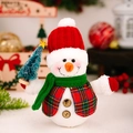 Muñeco de nieve de felpa luminoso con gorro rojo y bufanda verde para Navidad - Estilo de Sombrero Rojo